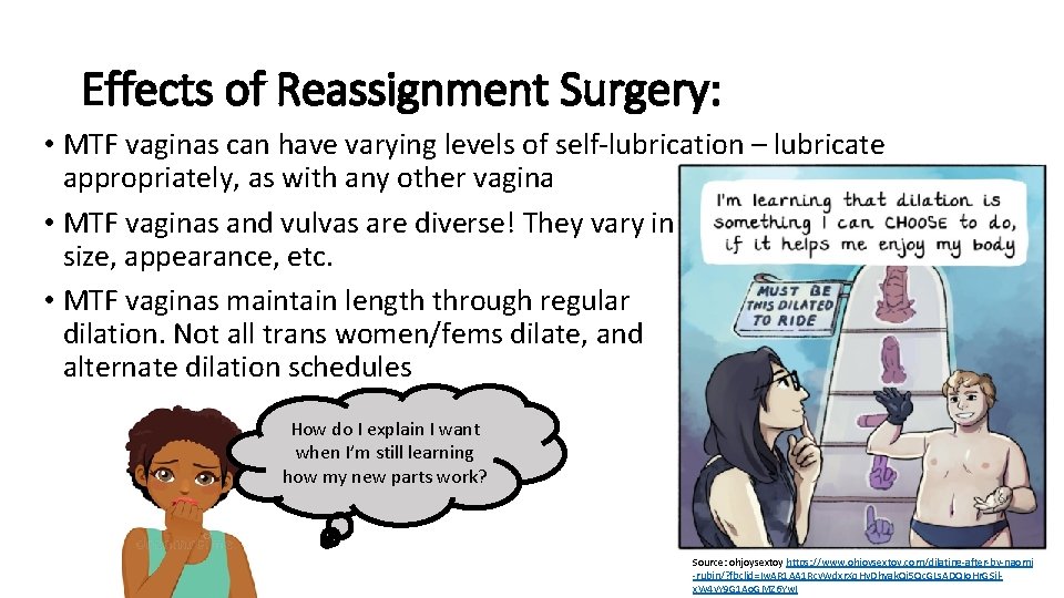 Effects of Reassignment Surgery: • MTF vaginas can have varying levels of self-lubrication –
