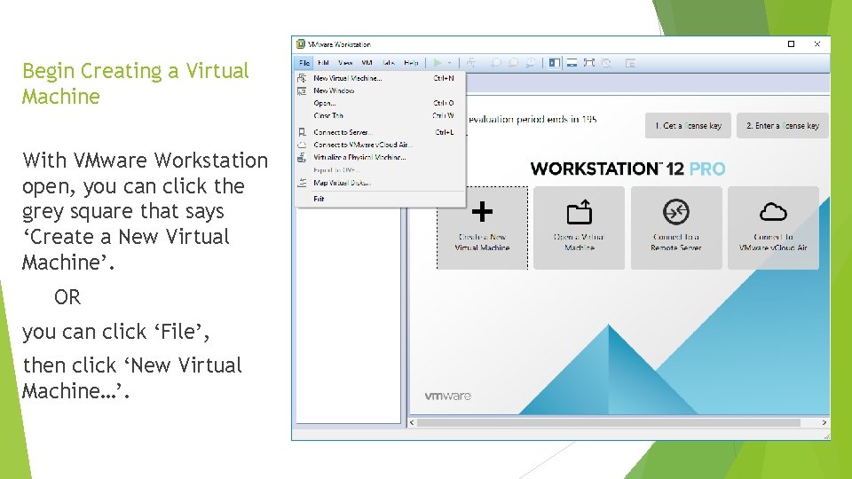 Begin Creating a Virtual Machine With VMware Workstation open, you can click the grey