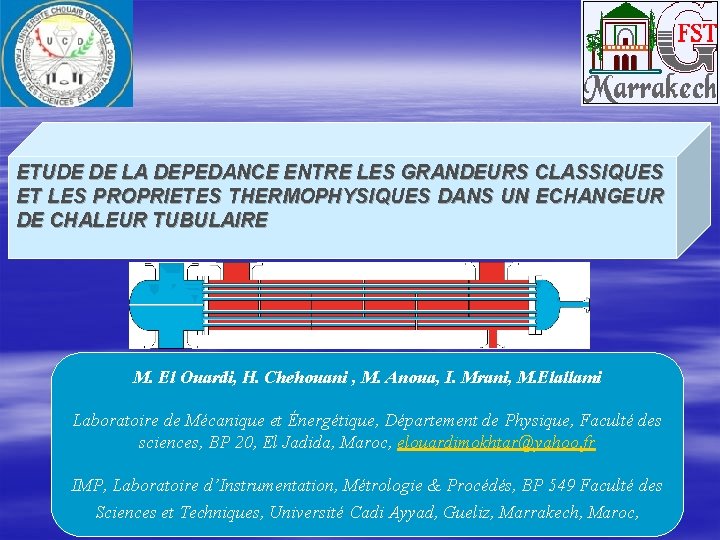 ETUDE DE LA DEPEDANCE ENTRE LES GRANDEURS CLASSIQUES ET LES PROPRIETES THERMOPHYSIQUES DANS UN