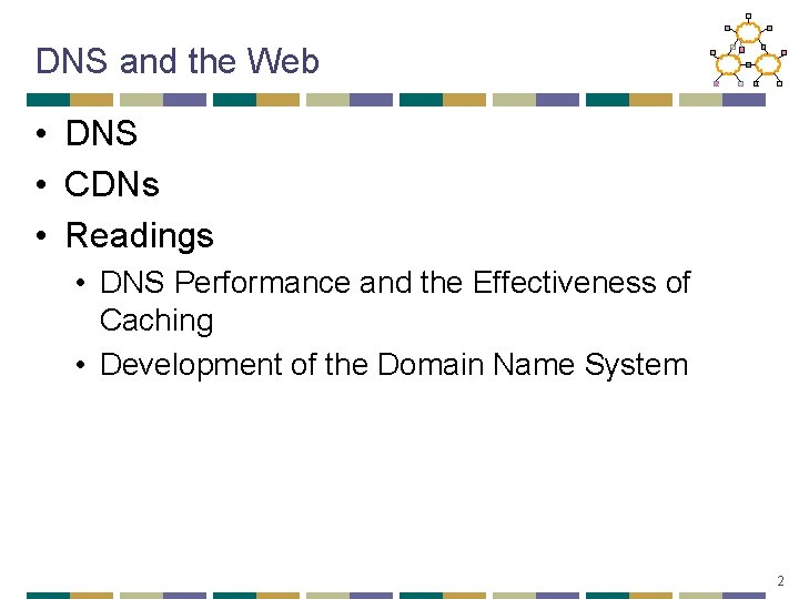 DNS and the Web • DNS • CDNs • Readings • DNS Performance and