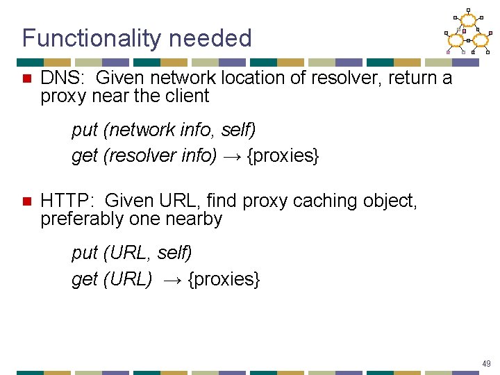 Functionality needed n DNS: Given network location of resolver, return a proxy near the