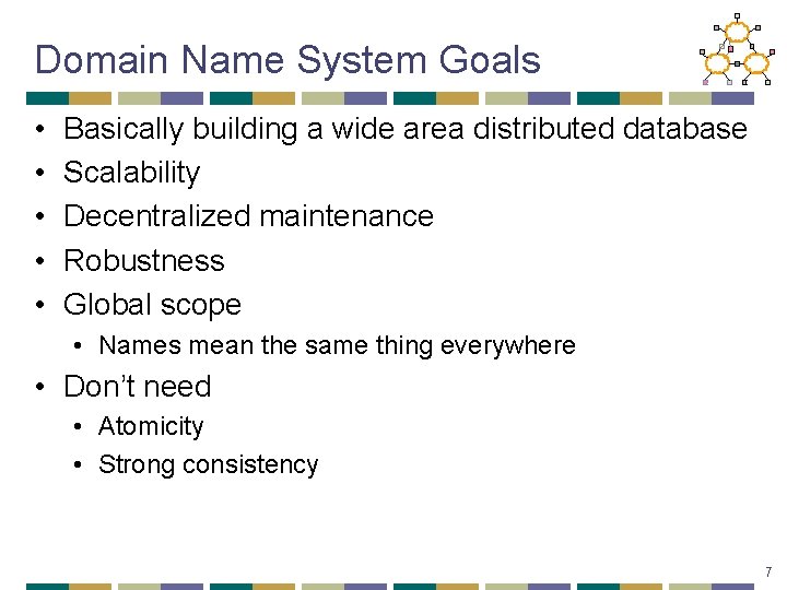 Domain Name System Goals • • • Basically building a wide area distributed database