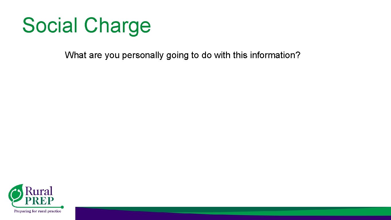 Social Charge What are you personally going to do with this information? 