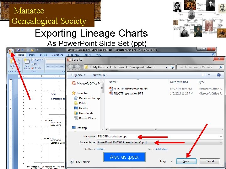 Manatee Genealogical Society Exporting Lineage Charts As Power. Point Slide Set (ppt) Also as.