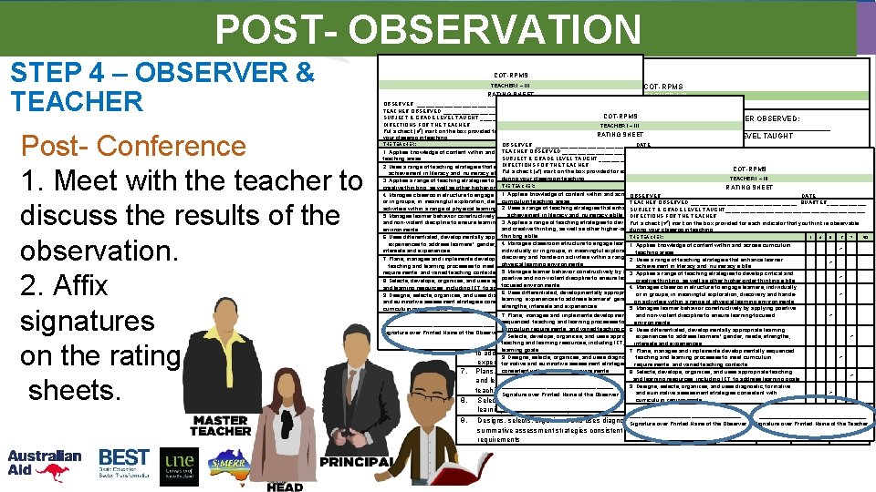 POST- OBSERVATION STEP 4 – OBSERVER & TEACHER Post- Conference 1. Meet with the