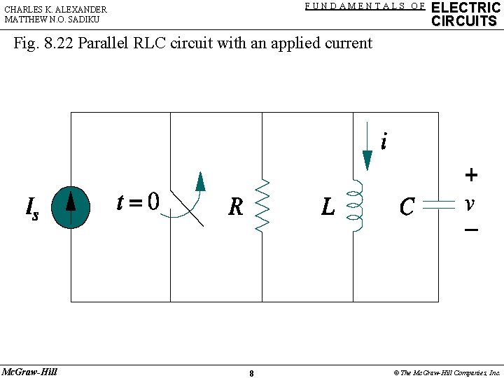 FUNDAMENTALS OF CHARLES K. ALEXANDER MATTHEW N. O. SADIKU ELECTRIC CIRCUITS Fig. 8. 22