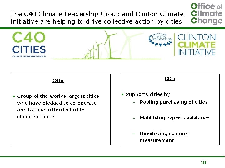 The C 40 Climate Leadership Group and Clinton Climate Initiative are helping to drive