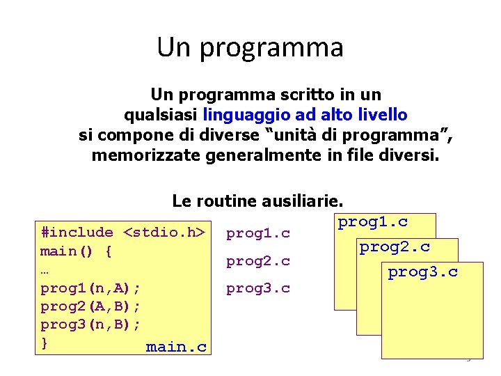 Un programma scritto in un qualsiasi linguaggio ad alto livello si compone di diverse