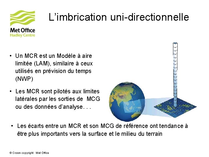 L’imbrication uni-directionnelle • Un MCR est un Modèle à aire limitée (LAM), similaire à