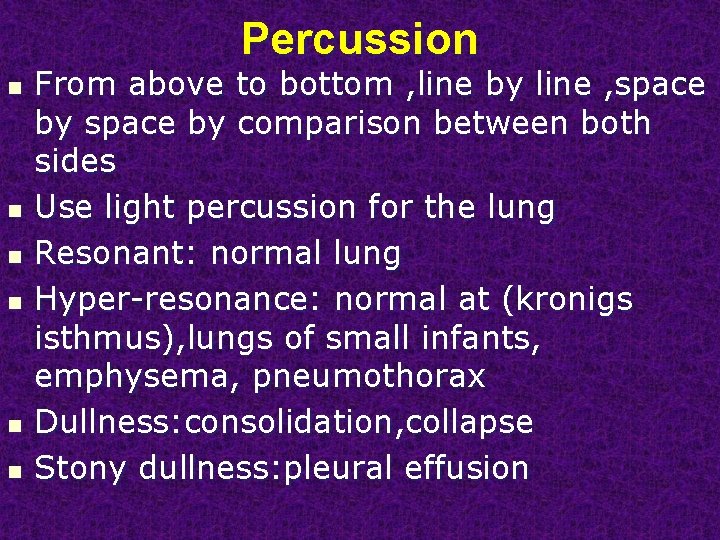 Percussion n n n From above to bottom , line by line , space