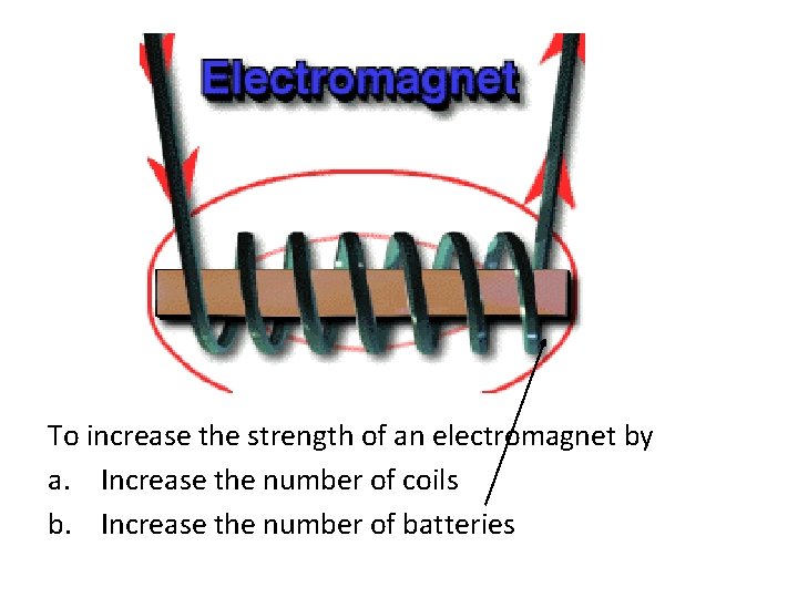 To increase the strength of an electromagnet by a. Increase the number of coils