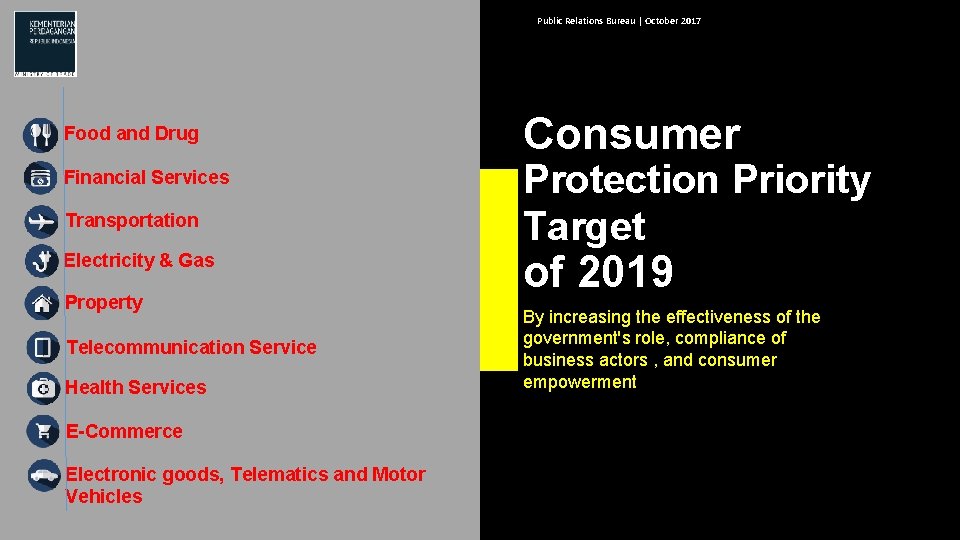 Public Relations Bureau | October 2017 Food and Drug Financial Services Transportation Electricity & Public Relations Bureau | October 2017 Food and Drug Financial Services Transportation Electricity &