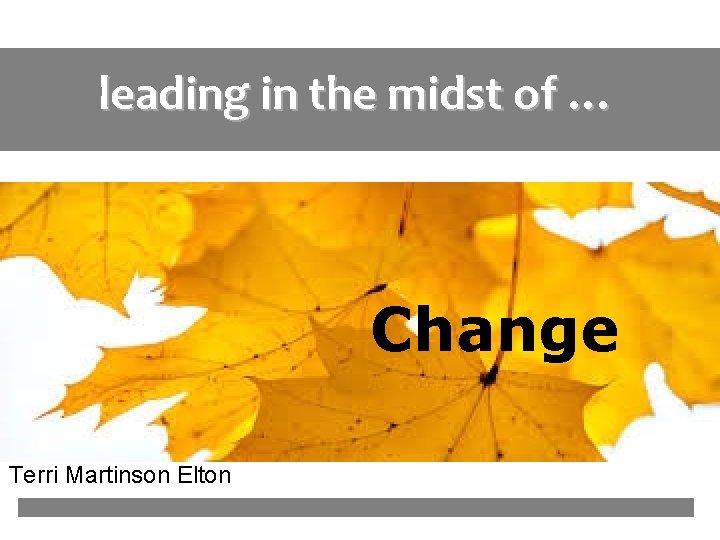 leading in the midst of … Change Terri Martinson Elton 