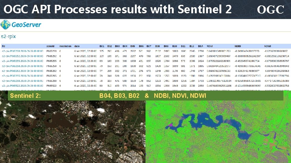 OGC API Processes results with Sentinel 2: OGC B 04, B 03, B 02
