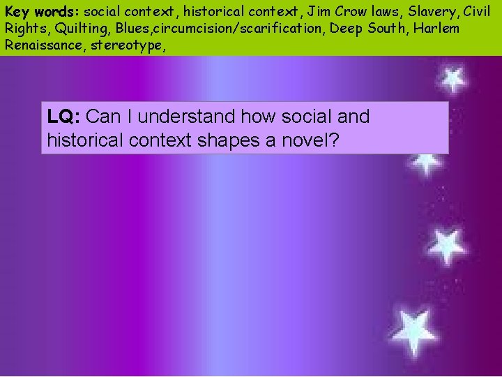 Key words social context historical context Jim Crow