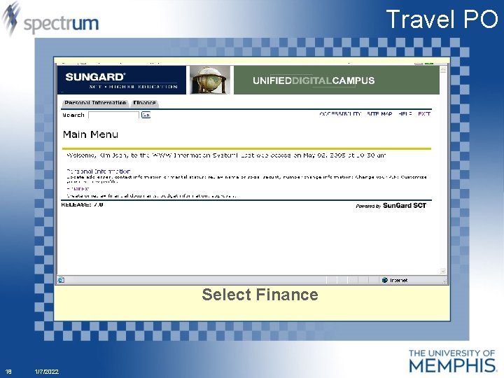 Travel PO Select Finance 18 1/7/2022 