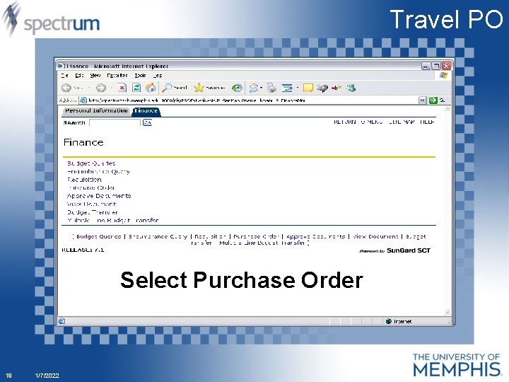Travel PO Select Purchase Order 19 1/7/2022 