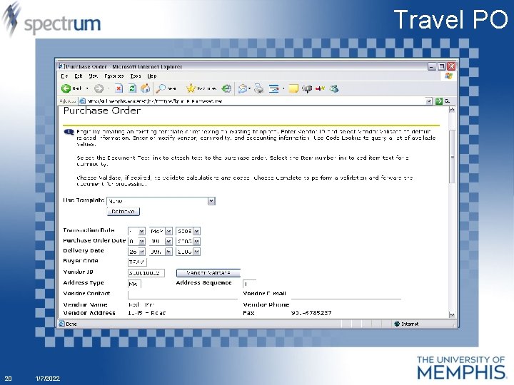 Travel PO 20 1/7/2022 