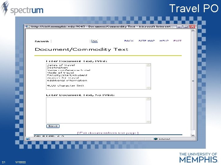 Travel PO 21 1/7/2022 