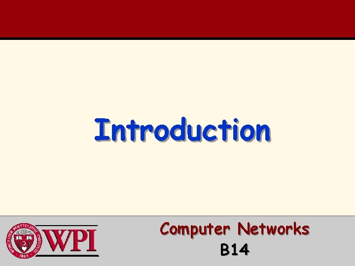 Introduction Computer Networks B 14 