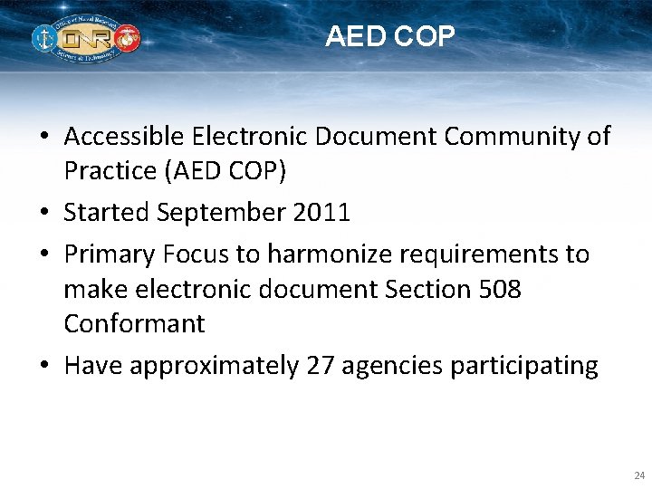 AED COP • Accessible Electronic Document Community of Practice (AED COP) • Started September