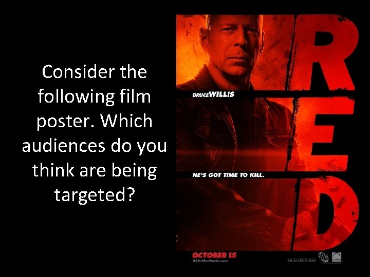 Consider the following film poster. Which audiences do you think are being targeted? 