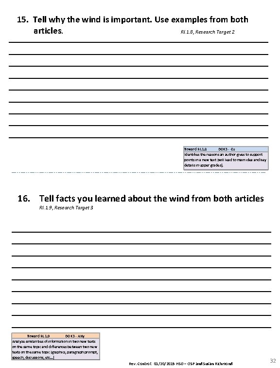 15. Tell why the wind is important. Use examples from both articles. RI. 1.