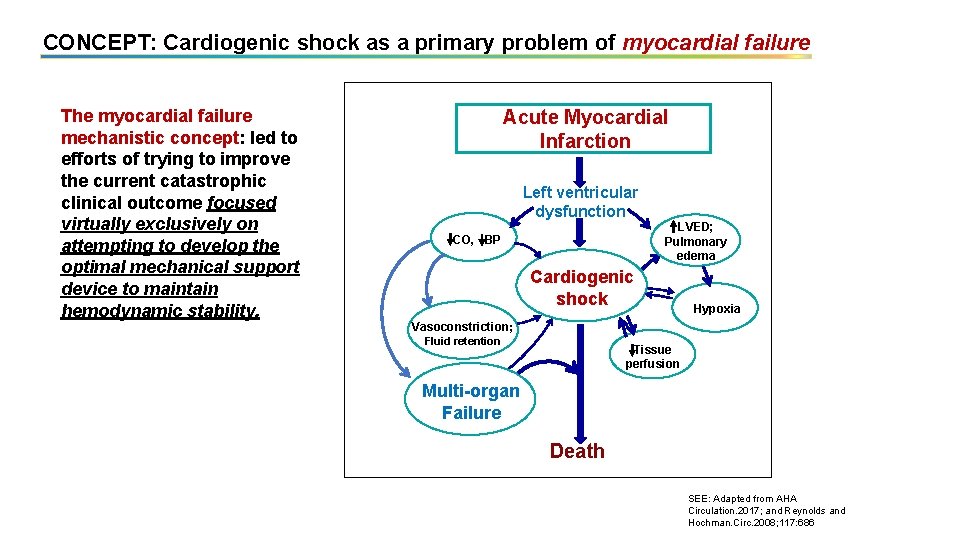 CONCEPT: Cardiogenic shock as a primary problem of myocardial failure The myocardial failure mechanistic