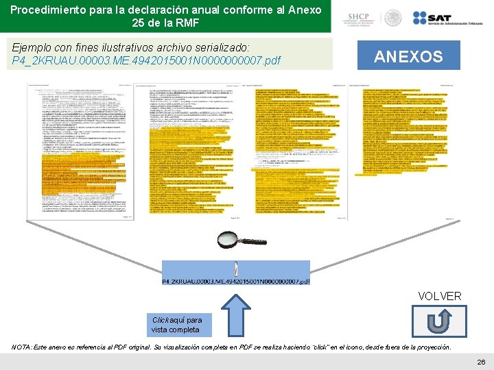 Procedimiento para la declaración anual conforme al Anexo 25 de la RMF Ejemplo con