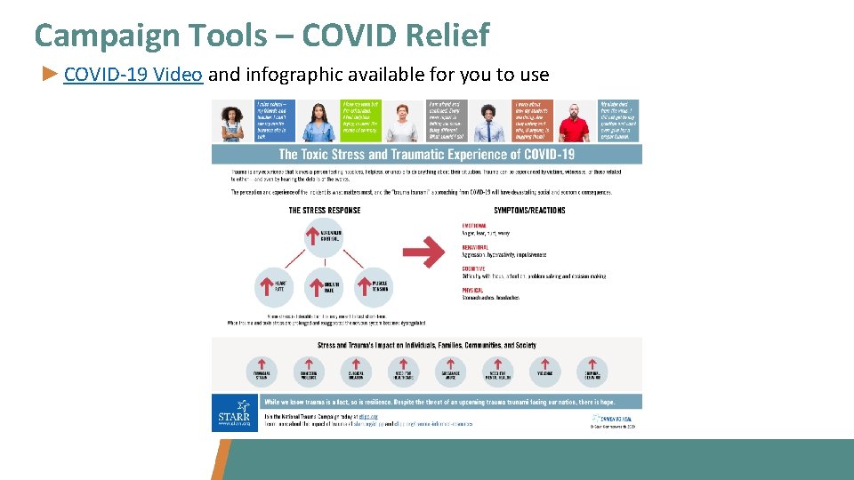 Campaign Tools – COVID Relief ► COVID-19 Video and infographic available for you to