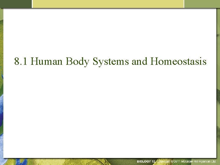8. 1 Human Body Systems and Homeostasis 