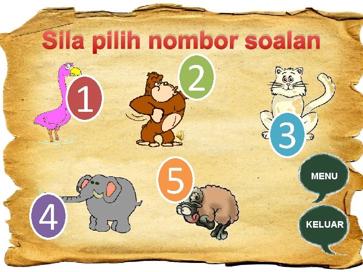 Sila pilih nombor soalan 2 1 4 5 3 MENU KELUAR 