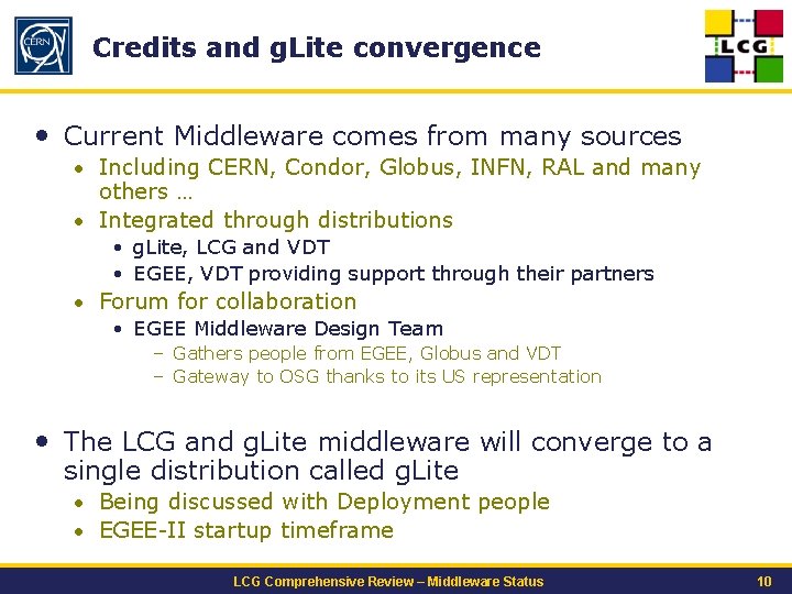 Credits and g. Lite convergence • Current Middleware comes from many sources • Including