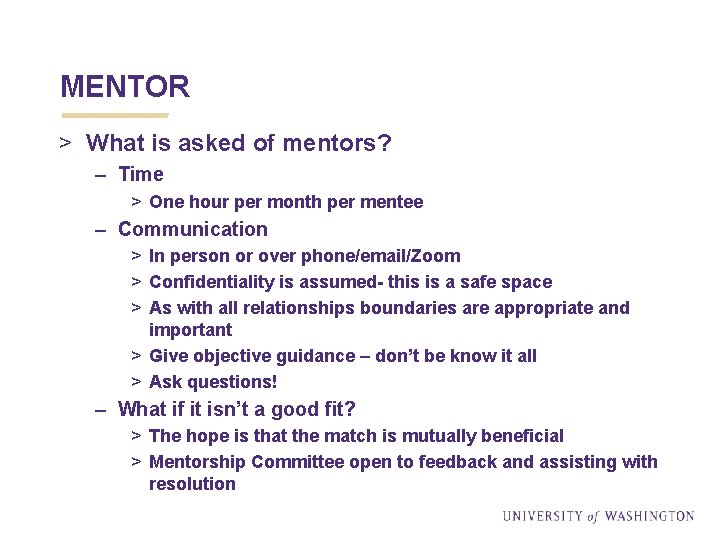 MENTOR > What is asked of mentors? – Time > One hour per month