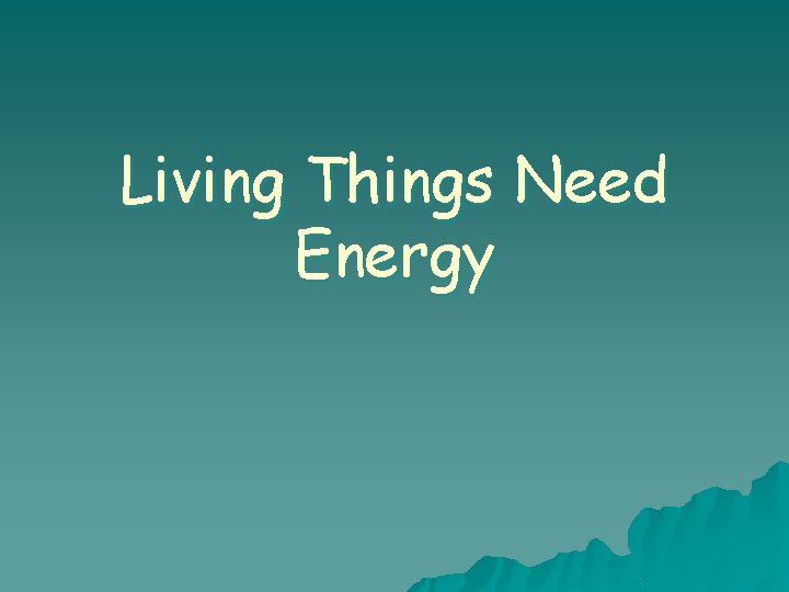 Living Things Need Energy 