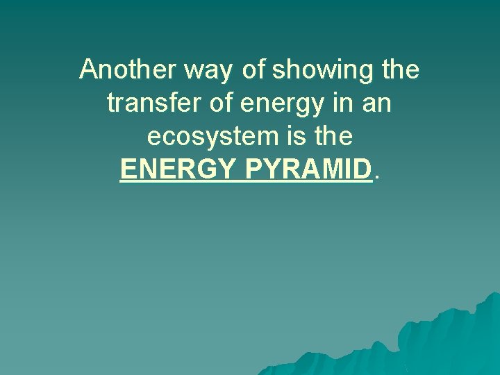 Another way of showing the transfer of energy in an ecosystem is the ENERGY