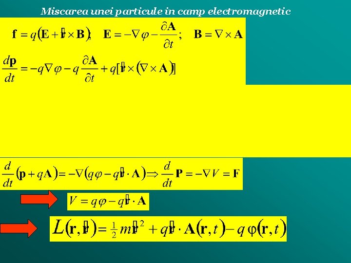 Miscarea unei particule in camp electromagnetic 