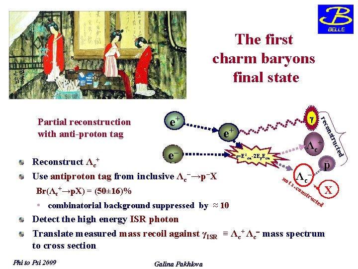 The first charm baryons final state = (50± 16)% s=E 2 cm -2 E