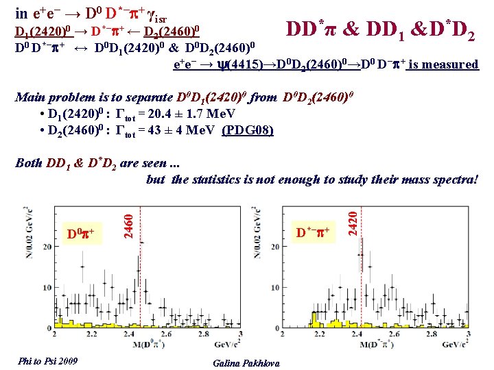 in e+e– → D 0 D*– + γisr DD π & DD &D D