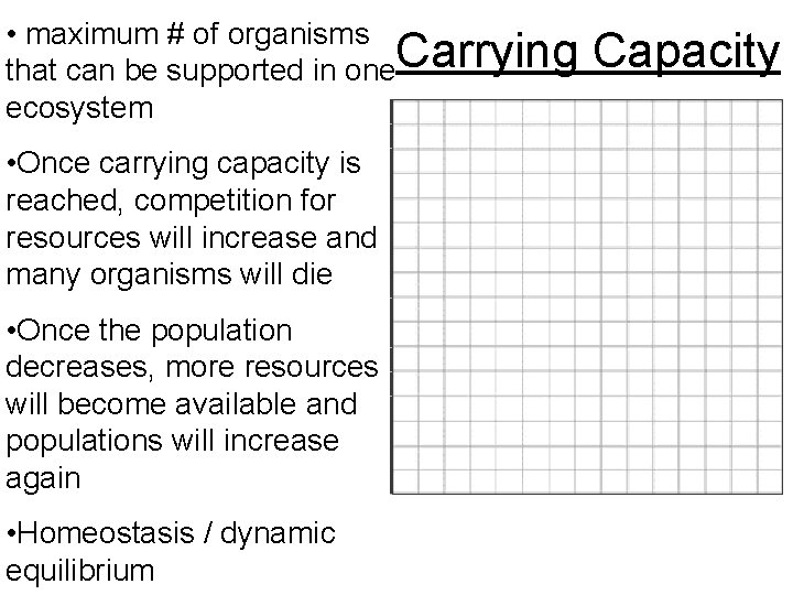 • maximum # of organisms that can be supported in one. Carrying ecosystem • maximum # of organisms that can be supported in one. Carrying ecosystem