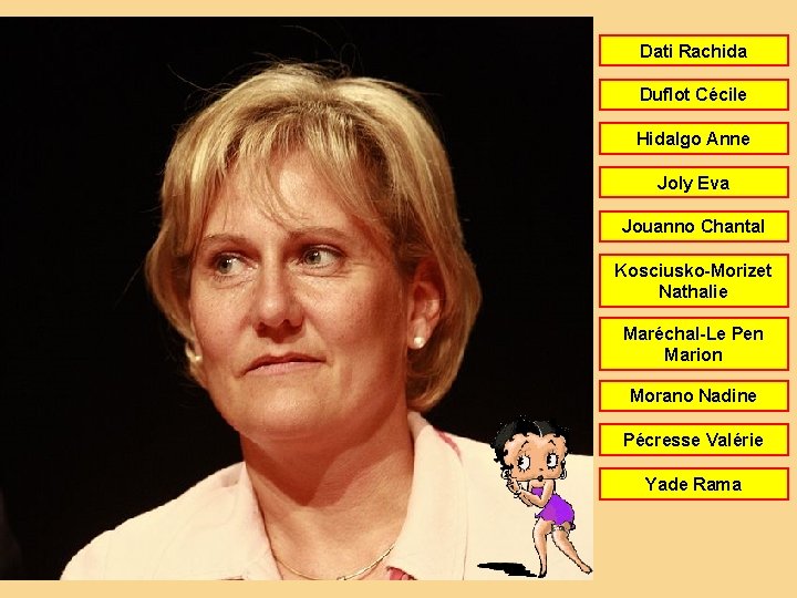 Dati Rachida Duflot Cécile Hidalgo Anne Joly Eva Jouanno Chantal Kosciusko-Morizet Nathalie Maréchal-Le Pen