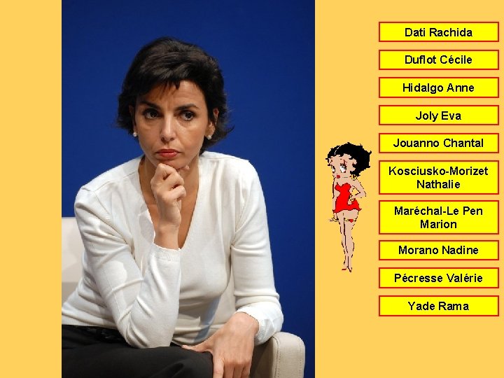 Dati Rachida Duflot Cécile Hidalgo Anne Joly Eva Jouanno Chantal Kosciusko-Morizet Nathalie Maréchal-Le Pen