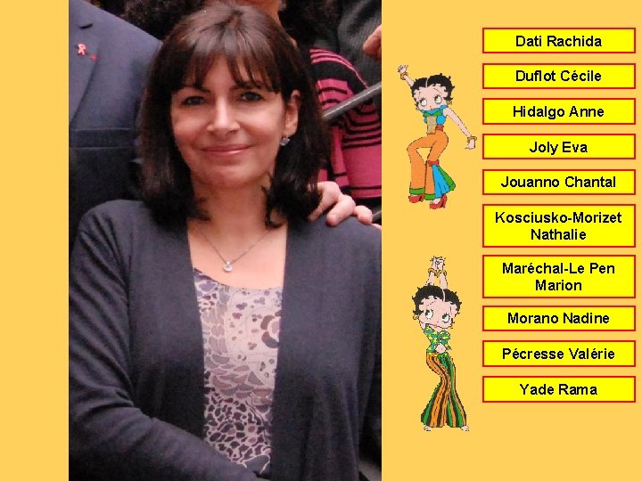 Dati Rachida Duflot Cécile Hidalgo Anne Joly Eva Jouanno Chantal Kosciusko-Morizet Nathalie Maréchal-Le Pen