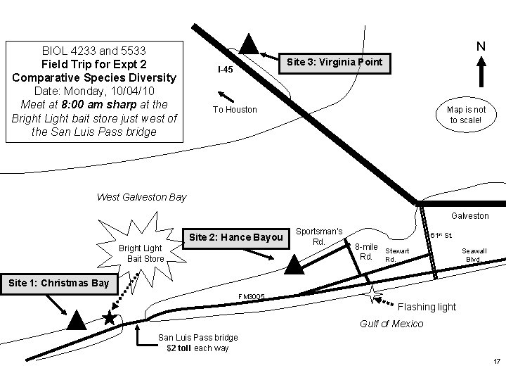 BIOL 4233 and 5533 Field Trip for Expt 2 Comparative Species Diversity Date: Monday,