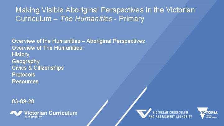 Making Visible Aboriginal Perspectives in the Victorian Curriculum – The Humanities - Primary Overview