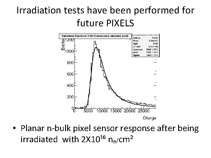Irradiation tests have been performed for future PIXELS • Planar n-bulk pixel sensor response