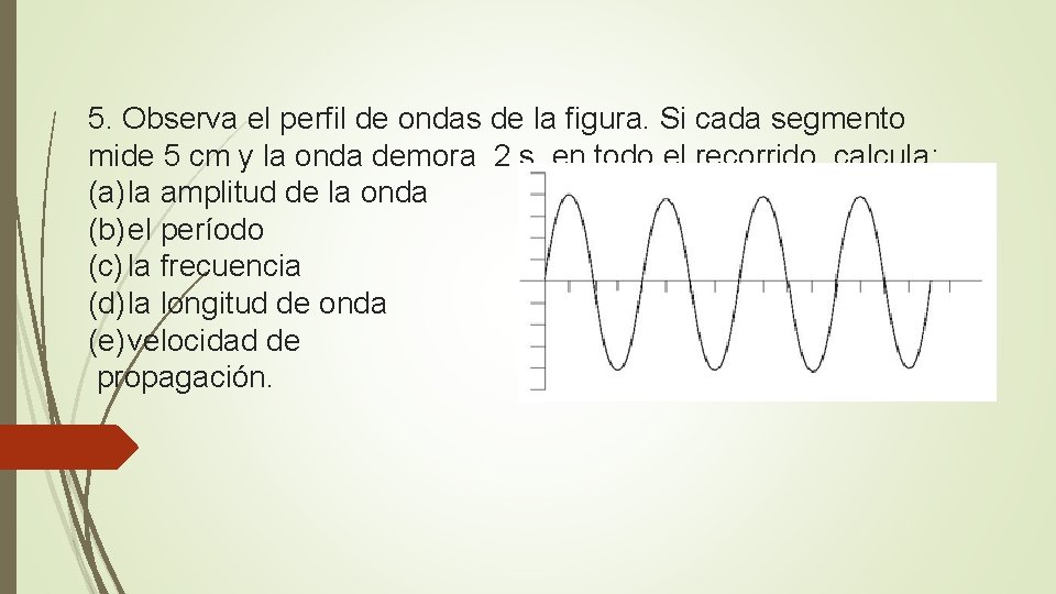 5. Observa el perfil de ondas de la figura. Si cada segmento mide 5 5. Observa el perfil de ondas de la figura. Si cada segmento mide 5