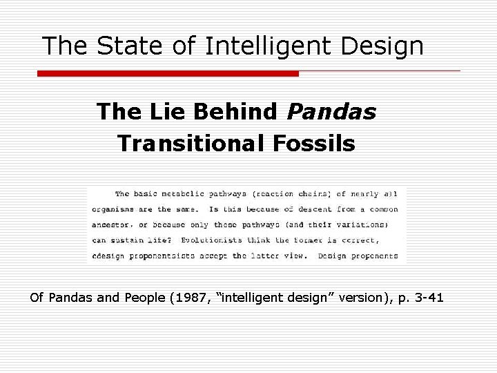 The State of Intelligent Design The Lie Behind Pandas Transitional Fossils Of Pandas and