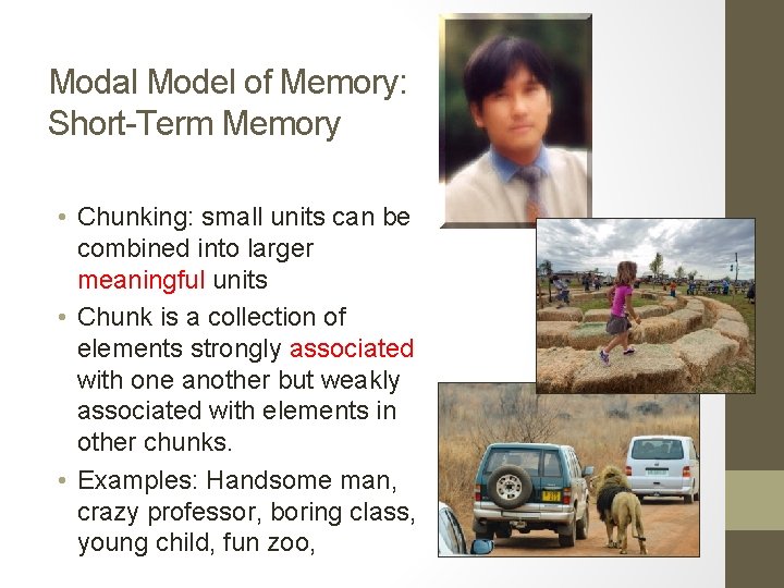 Modal Model of Memory: Short-Term Memory • Chunking: small units can be combined into