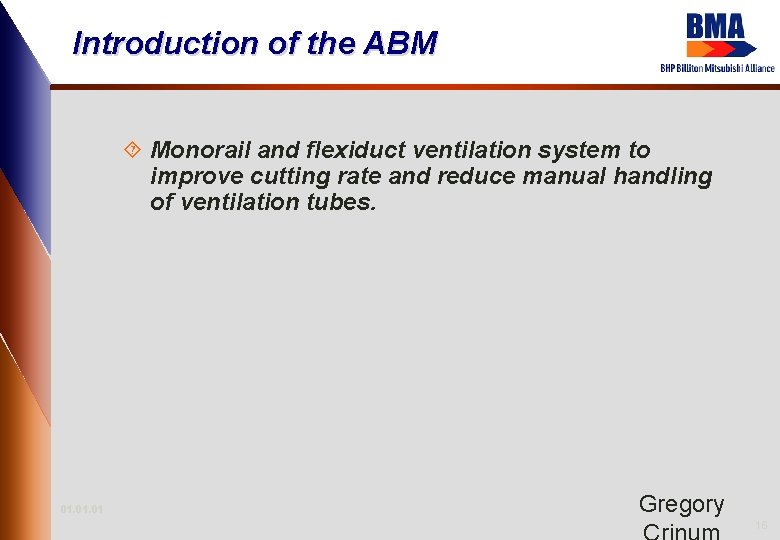 Introduction of the ABM ´ Monorail and flexiduct ventilation system to improve cutting rate